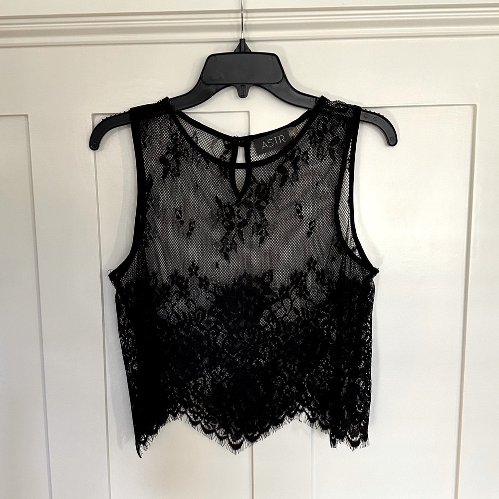 ASTR Black Lace Crop Top